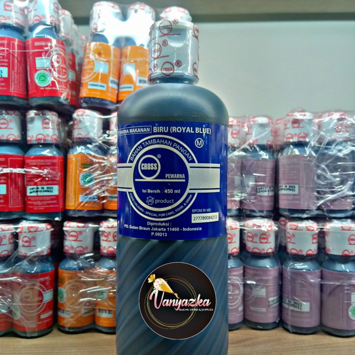 

Terlaris Colourfood Pewarna Makanan Halal Cross Royal Blue/Biru Pekat 450Ml