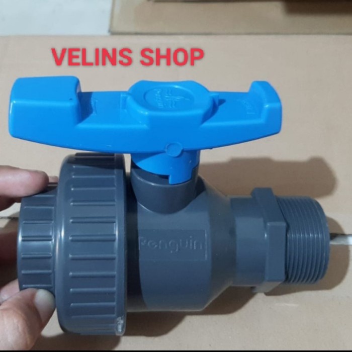 Stop Kran Water Mur Drat Luar Dalam 1 1/2 Inch Ori Penguin