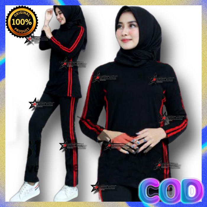 Set Baju Senam Wanita Aerobic Pakaian Senam Santau Muslimah Terbaru Setelan Senam Aerobik Set Olahra