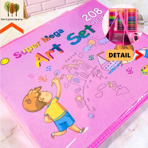 

Super Mega Art Set 208 in 1 Krayon Pensil Warna Spidol Bonus Kertas Penjepit Rautan Kuas Mewarnai Melukis Kreativitas Anak Drawing Tools Souvenir Stationery For School Alat Tulis Kantor Sekolah Ready Grosir