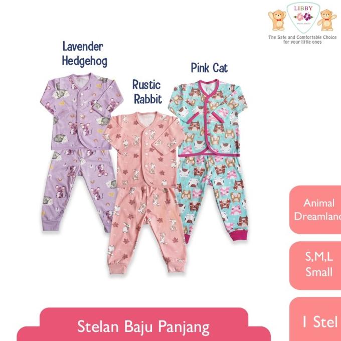 Best Seller Libby Stelan Baju Panjang Anak Kecil Motif Animal Dreamland (1 Stel) Pengiriman Cepat