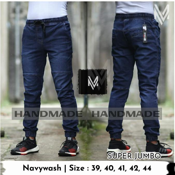 Jeans Joger Pria Super Jumbo - Jeans Pinggang Karet Discount