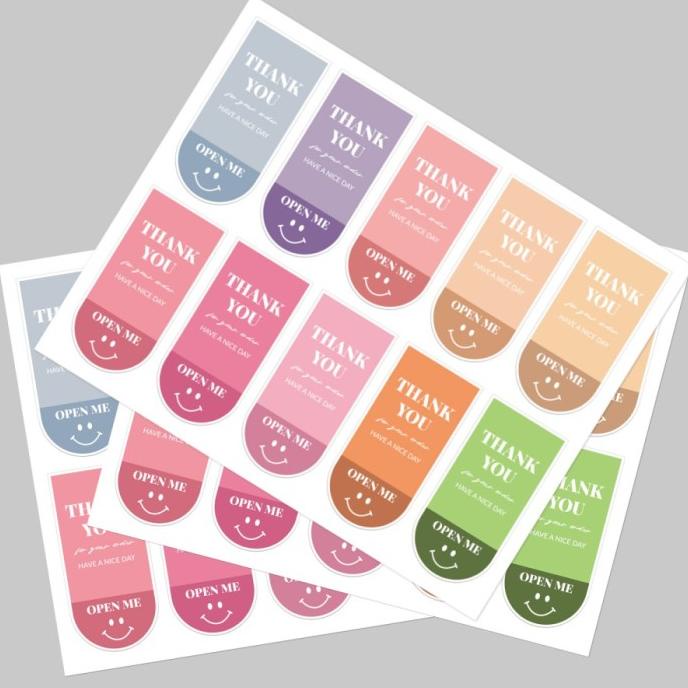 

8.8 Stiker Label Open Me Oval Sticker Thank You Segel Box Mika Isi 100 Pcs