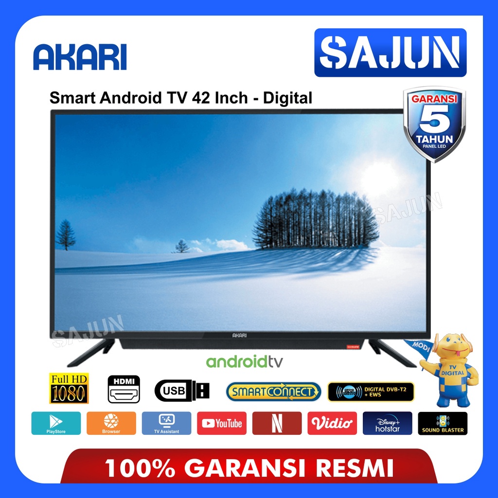 Akari Smart TV 42 Inch AT-5442S Android TV Smart Connect Digital TV