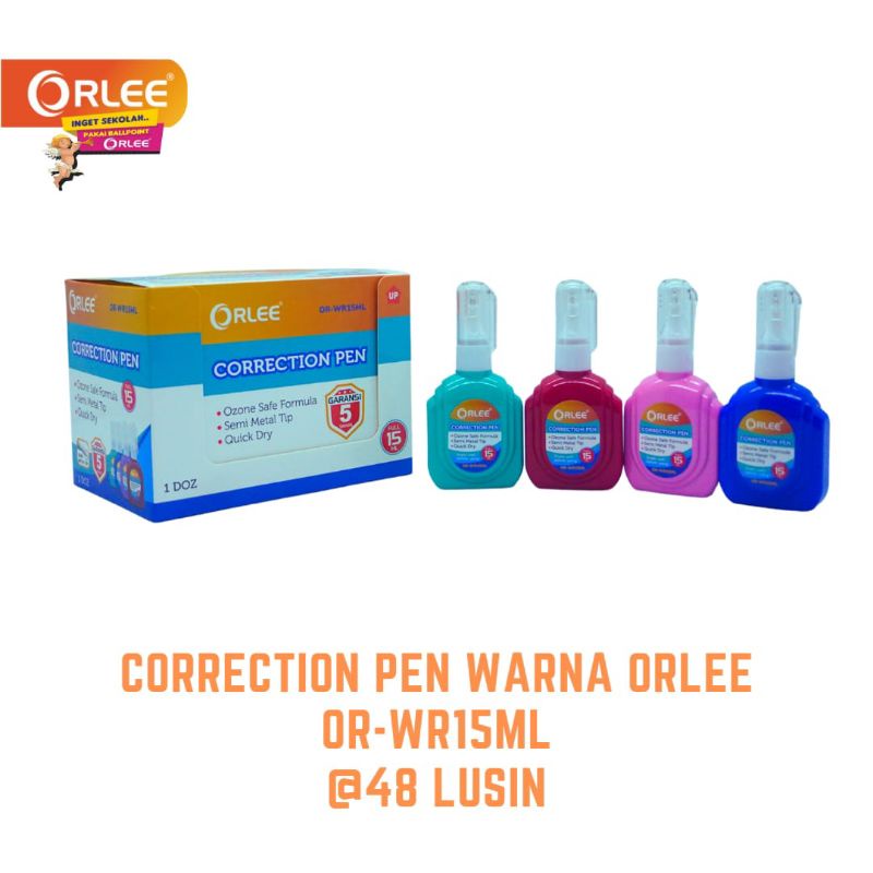 

( KOTAK ) Koreksi Correction Botol Warna Orlee OR-WR 15ML Mirip Kiriko Tipe X Cair Penghapus 12 pcs