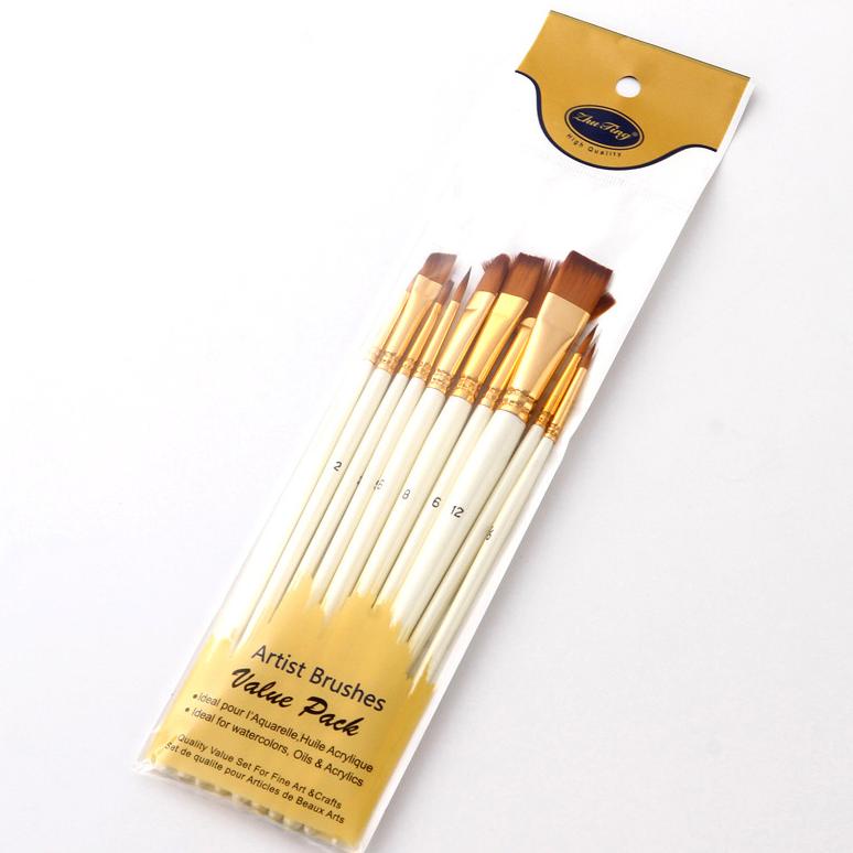 

8.8 10Pcs/Set Professional Nylon Hair Paint Brush Watercolor Acrylic Wooden Handle Painting Brushes Art Supplies Grosir !!