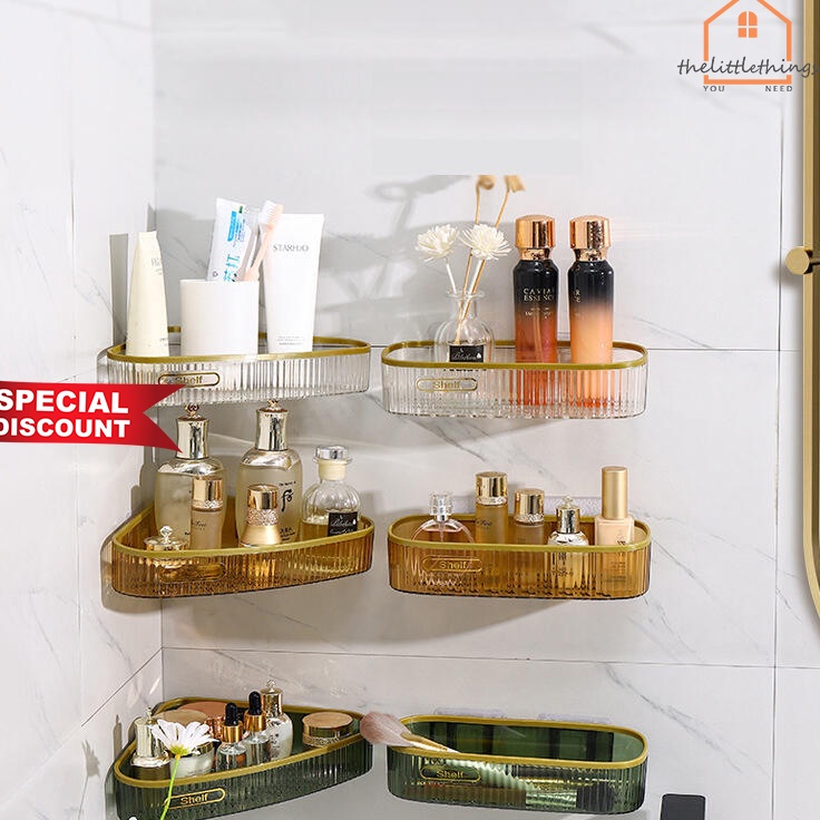 ' Hw The Little Things Rak Holder Kamar mandi Tempel Rak Sabun Shampoo Skincare Plastik Dinding Organizer Kamar Mandi Minimalis Laris¯