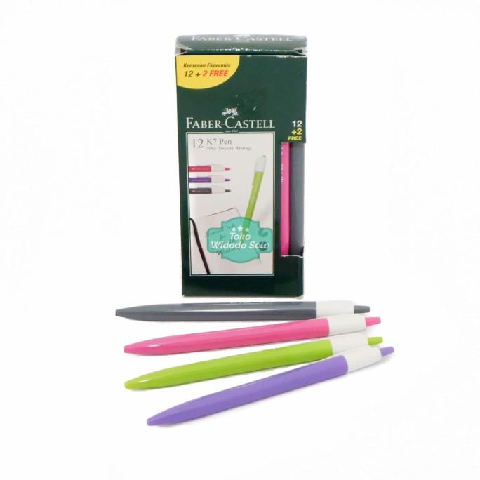 

best produk] Pulpen Faber Castell K7 Hitam Ballpoint Retractable Pen 12 Buah