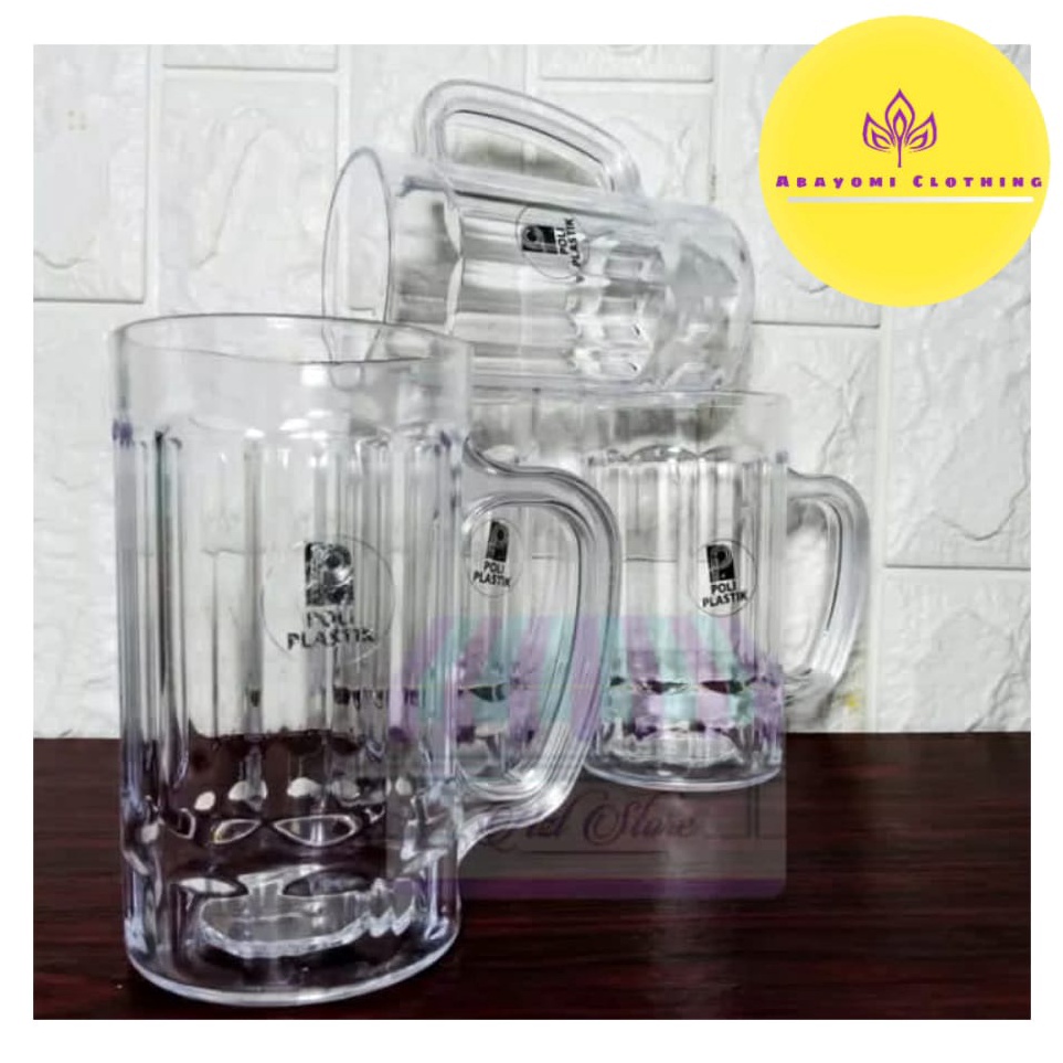｀ gv 1 LUSIN /12 PCS GELAS PLASTIK BESAR GELAS BENING GAGANG / GELAS BESAR / BAYAR DITEMPAT ✳ ★