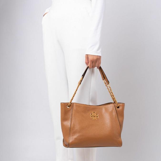 Tb Britten Small Slouchy Tote Bag 73503 Brown Olshopanesti