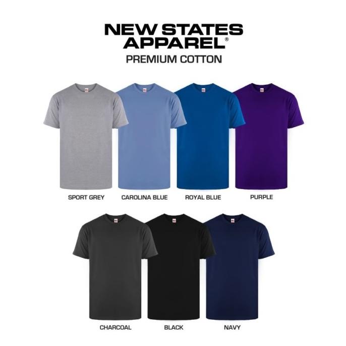 KAOS POLOS NEW STATES APPAREL PREMIUM COTTON T-SHIRT 7200 24S BUILT UP