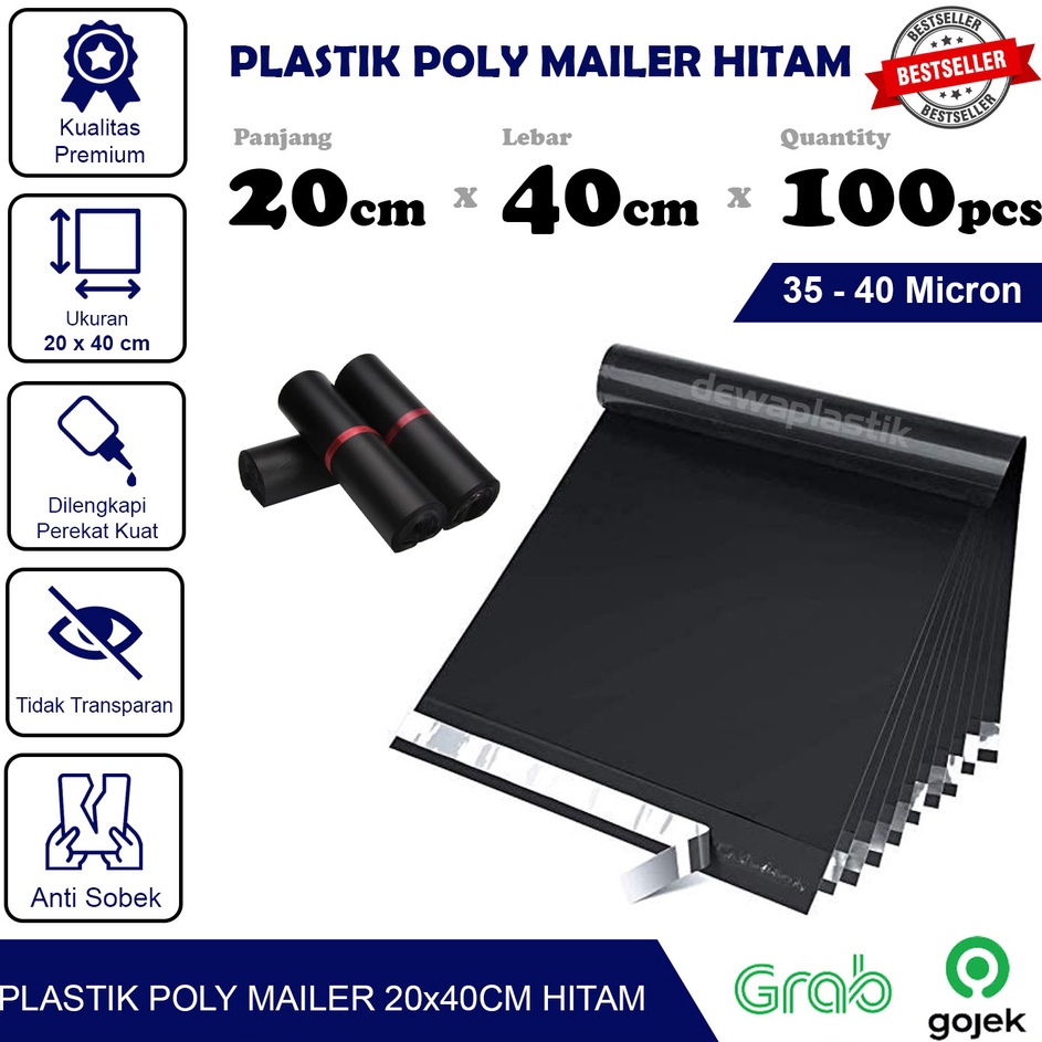 

ZZYV0751㊦ Plastik Packaging Poly Mailer Hitam Glossy 20x40 cm Isi 100pcs Amplop Kemasan Polymailer LDPE 35-40 Micron 20 x 40 cm Plastik Packing Isi 100 Pcs Kantong Plastik Olshop 40 Micron 20 x 40cm ㊚