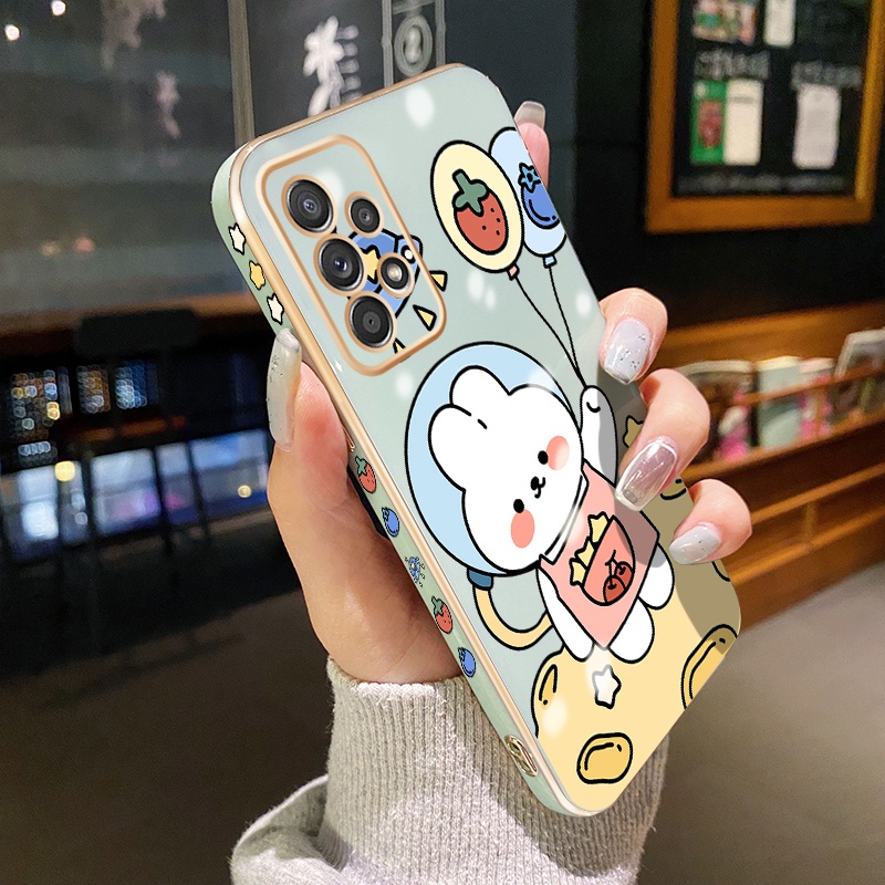 Case Ponsel untuk Samsung A52 5G A52s 5G A51 M40s M51 Case pelapisan tipis HP pola kelinci luar angk