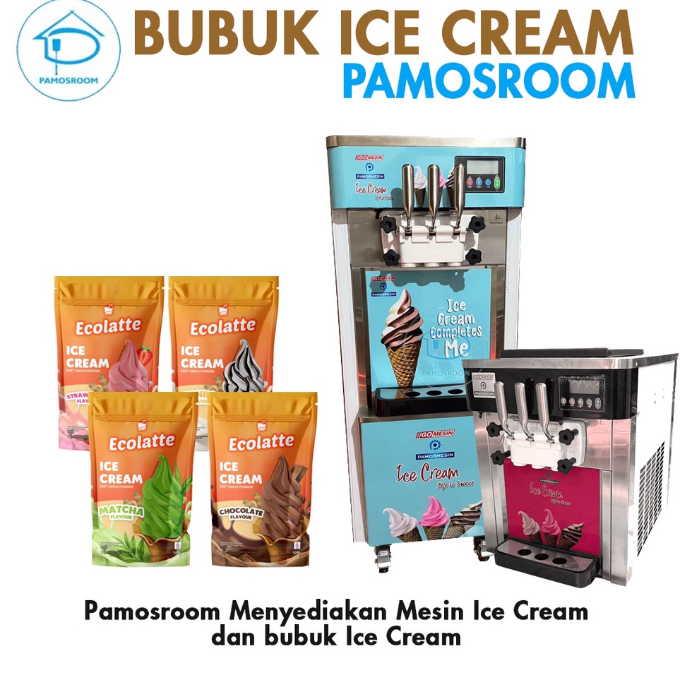 

⚡TOK SIAP 【COD Ecolatte Bubuk Ice Cream Soft Powder 500gr Bubuk Es Krim Vanilla Coklat Strawbery Mathca