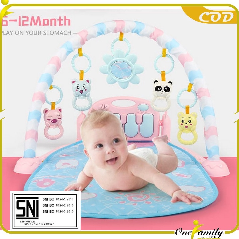Langsung Kirim.. ONE-M15-16 Baby Play Gym Mainan Anak Bayi Rattle & Piano Playmat Matras / Kasur Bay