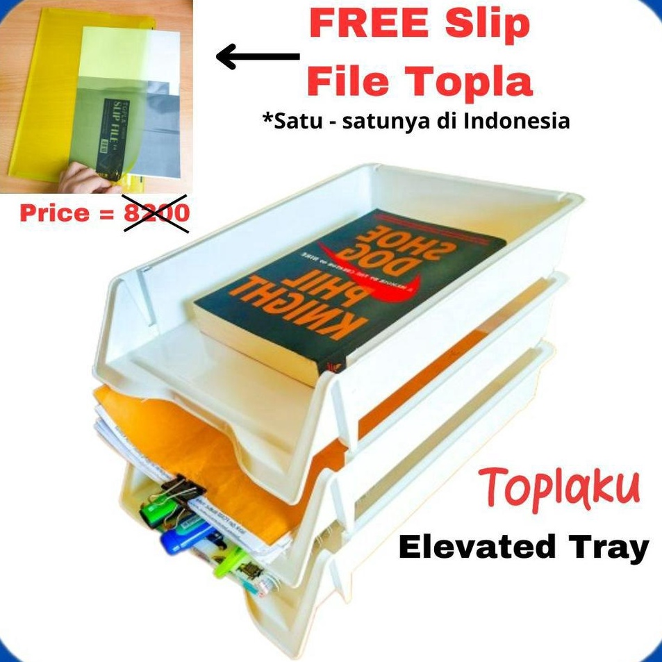 Nq TOPLA Rak Dokumen Kertas HVS Paper Tray F4 3 Susun Meja ATK Kantor Belajar Kerja Minimalis Plasti