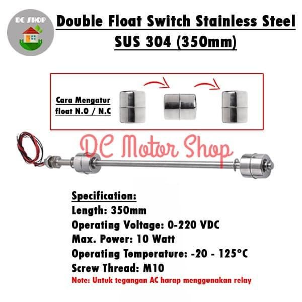 Double Float Switch Dual Balls Stainless SUS Water Level Sensor 350mm