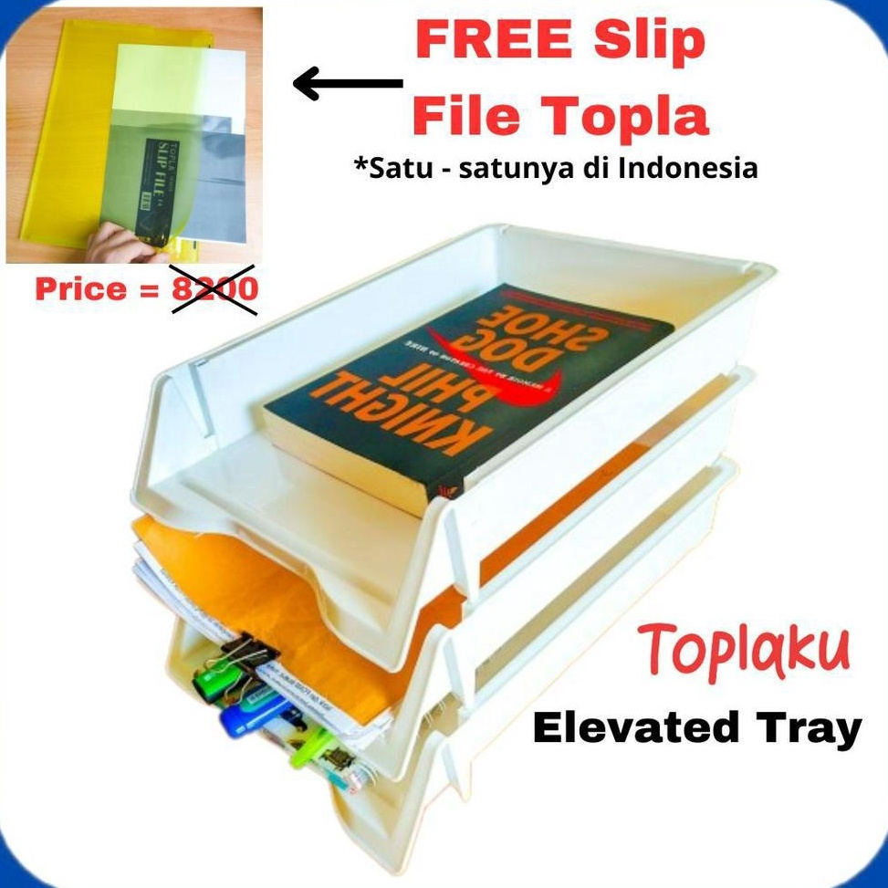 ` TOPLA Rak Dokumen Kertas HVS Paper Tray F4 3 Susun Meja ATK Kantor Belajar Kerja Minimalis Plastik
