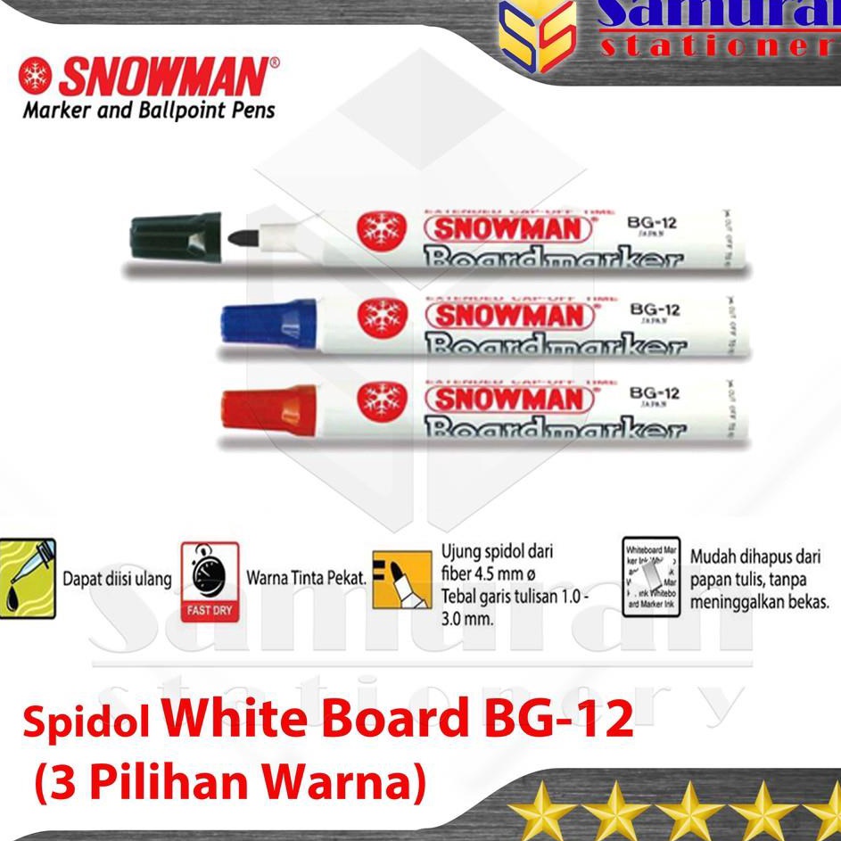 

Ready Stok Spidol White Board Snowman BG-12 Pcs / BG12 Papan Whiteboard Besar Hitam