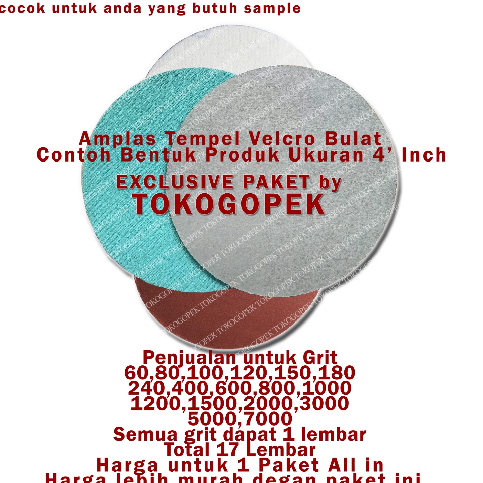- PAKET 17PCS - AMPLAS TEMPEL VELCRO 4" INCH BULAT GRIT 60-7000 ALLINONE i Terlaris Terlaku..