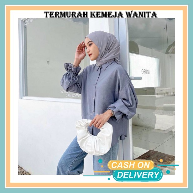 Hem Wanita Kmeja Kerja Korean Style Baju Blus Terbaru 2023 Crinkle Nyaman Di Pakai Shirt Dewasa Vira