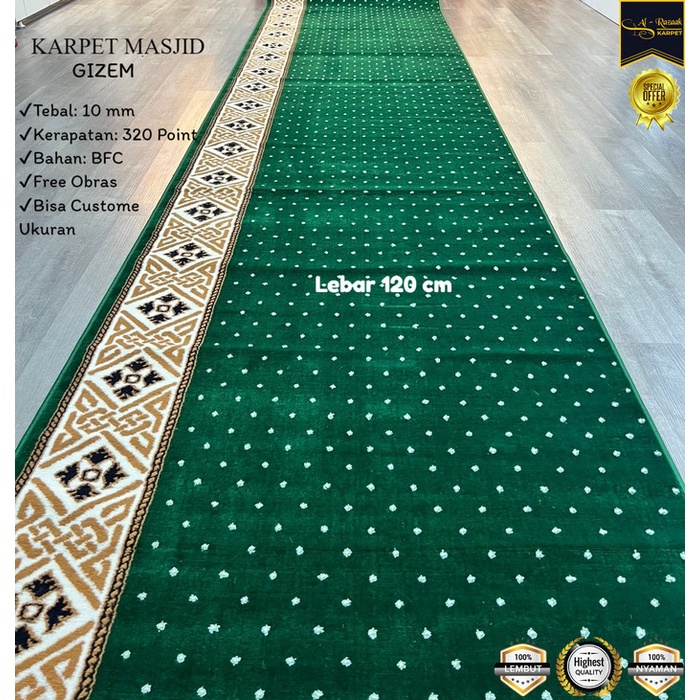 Karpet Masjid Meteran Polos Tebal 10 mm/Sajadah Mushola Gizem Murah