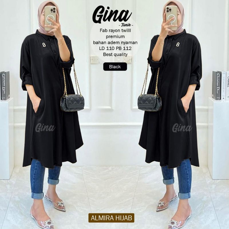 GINA TUNIK/ MIDI POLOS PREMIUM ORI ALMIRA