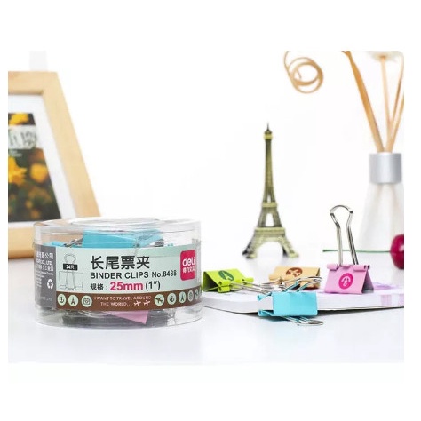 

Deli Klip Jepitan Kertas Binder Clip Warna Motif 25Mm 8488 Isi 24
