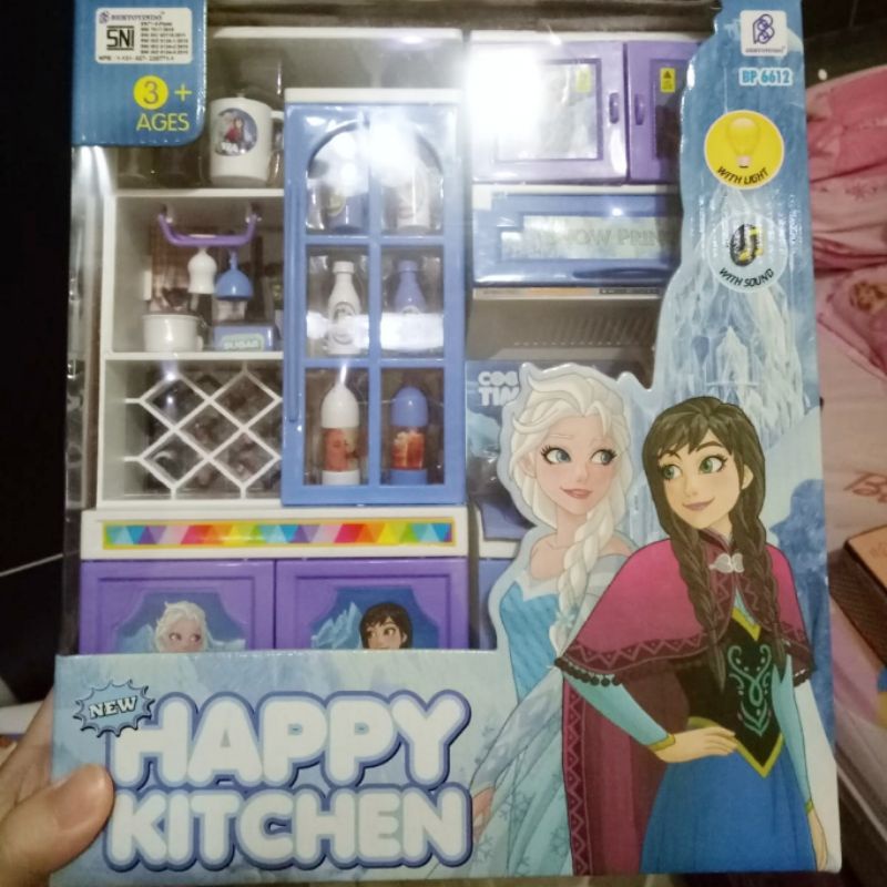 Happy kitchen set mini bar pintu kabinet asli frozen elsa snow princess lemari mainan anak perlengka