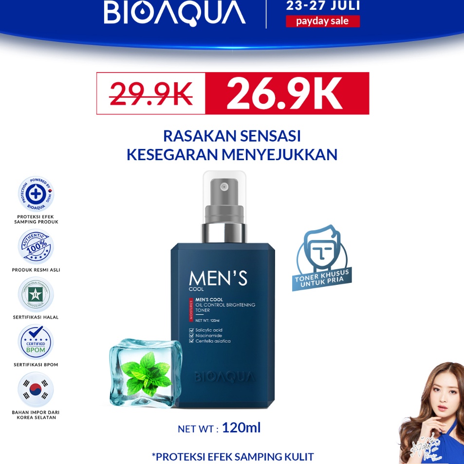 KodeZ5l5K BIOAQUA Skincare Pria Pemutih Wajah Men's Skincare Oil Control & Memudarkan Bekas Jerawat 