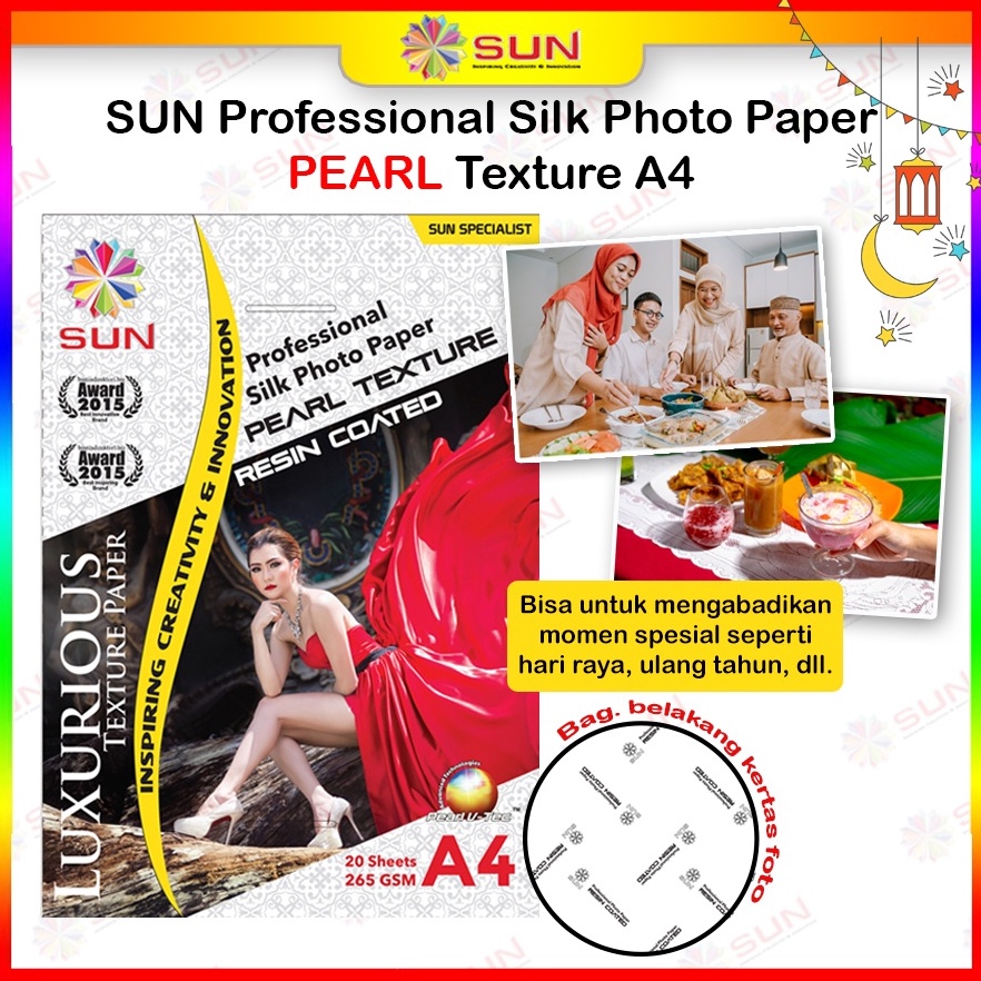 

[LBE42] Kertas Foto Doff Silky Texture A4 Kulit Jeruk - SUN Professional Silky, Glossy Photo Paper 265 A4, Motif Pearl, Canvas, Satin/Luster Double Side ( Support epson/canon/hp/brother ori/dye/pigment/art paper ink - 664, 003, 673, 790, 810, BT5000, GT51