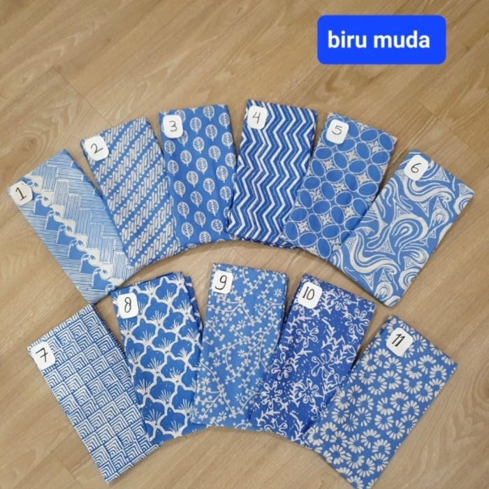 Terlaris Kain Batik Garutan Warna Biru Muda/ Biru Soft (150319)