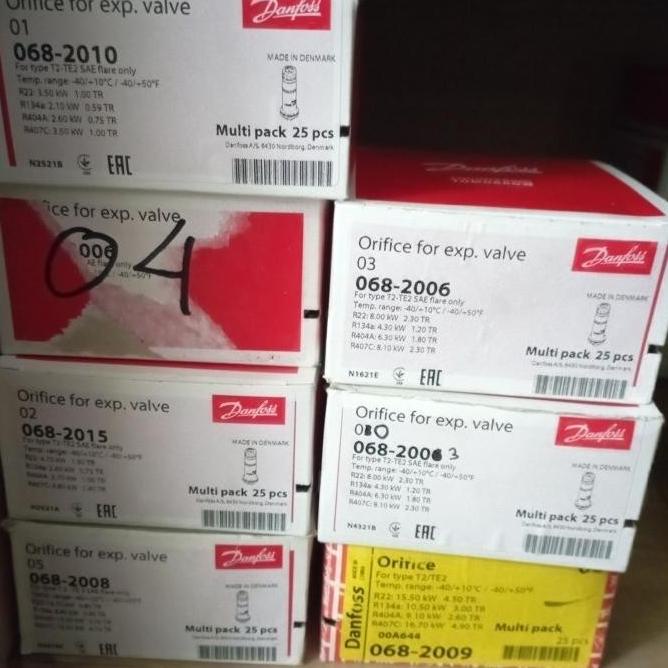 DANFOSS ORIFICE NO 1 2 3 4 5 DANFOSS DANFOSS