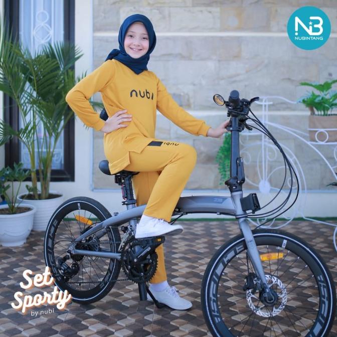 SET SPORTY ORI NUBI BAJU OLAHRAGA MUSLIM ANAK PEREMPUAN 2-8T BABYTERRY