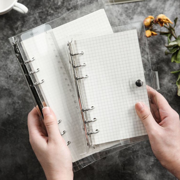 

❂Murah Banget✼ SDT8T 6 ring binder transparan A5 A6 - journal planner notebook buck tulip catatan polos ［thehanscorner］ B86 ✼Terlaris