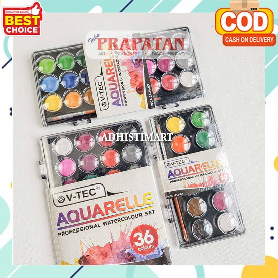 

Water Color Set Murah Dan Bagus Cat Air Lukis Lengkap Padat Cair Watercolor Set Art Lengkap Semua Warna Cat Lukis Kanvas Non Toxic Tidak Beracun Watercolour Painting Cat Air Anak Set Lengkap V-Tec Aquarelle Watercolor Set Wca-Bx | Cat Air Set