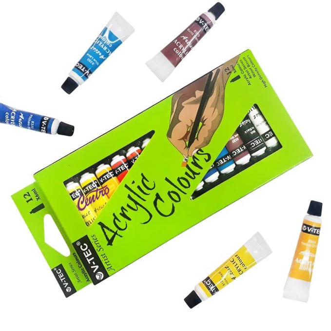 

[JWH73] VTec Acrylic Colour Set 12 Warna / Cat Acrylic V-TEC 6ML 12 Warna Buruan Beli ̿̿
