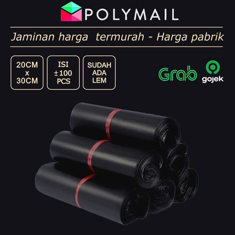 

EHG POLYMAILER ±100PCS 20x30CM HITAM GLOSSY PLASTIK PACKING 9768