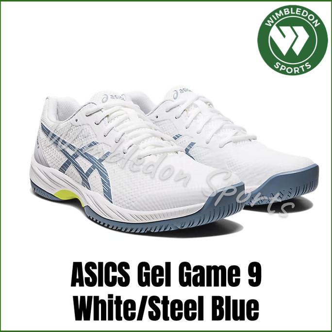 Sepatu Asics GEL GAME 9 White Steel Blue / Sepatu Tenis ASICS ORIGINAL