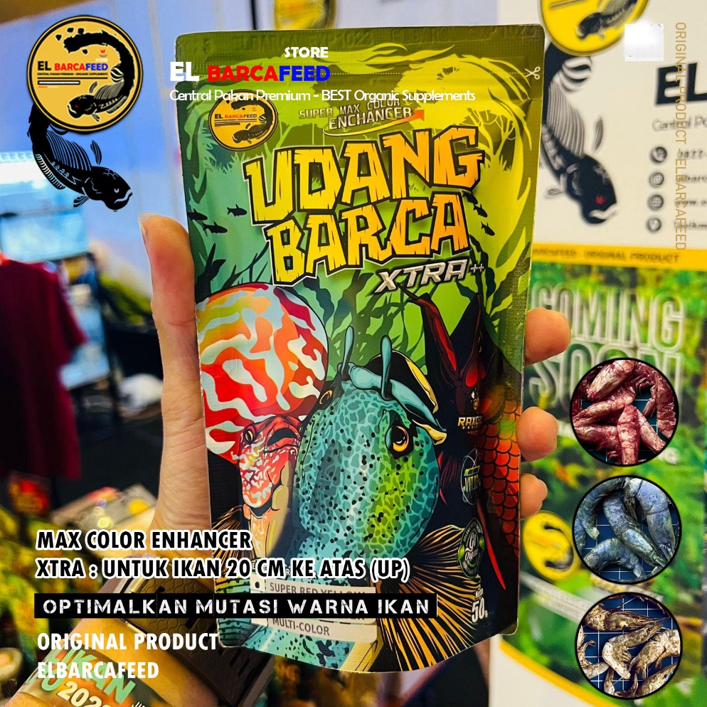 COD?? UDANG BARCA Xtra++ [RED-YELLOW BOOSTER] UDANG KERING BESAR untuk ikan > 20 cm keatas PUSH SUPE