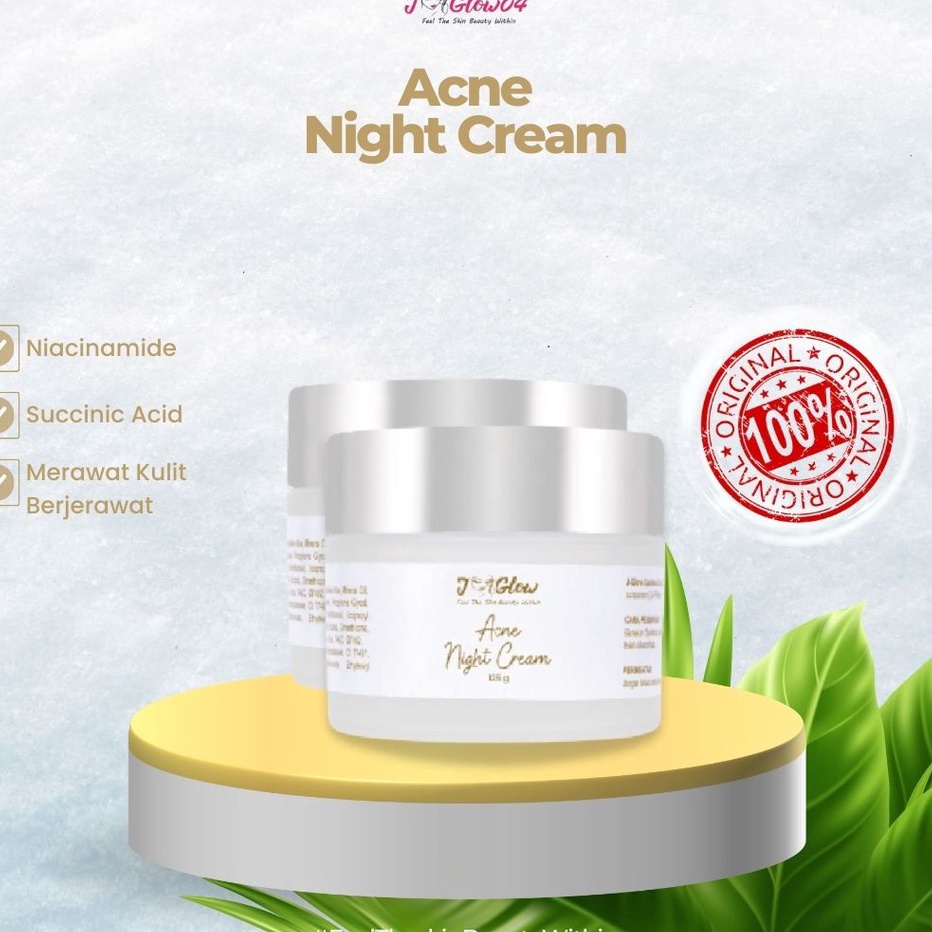 Diskon J-glow Cream Malam Acne/Extra Acne - Jglow Skincare Cream Malam 100% Original Murah
