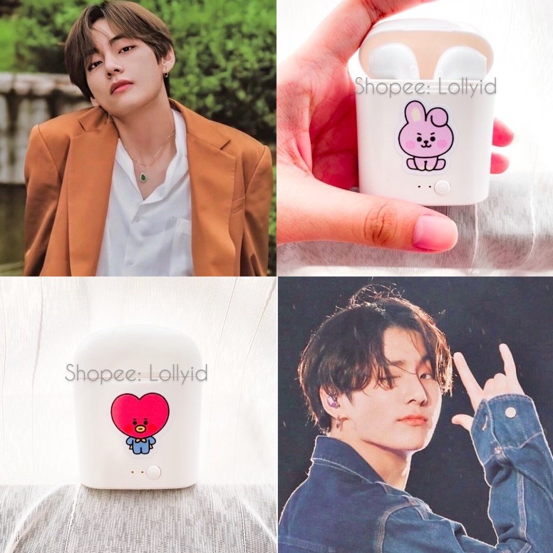 TERBAIK. [BISA COD] Earphone bt21 earphone BTS headset bt21 earphone Bluetooth earphone karakter ear