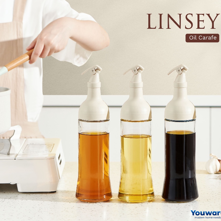 *BigSale* Youware - Linsey Tempat Minyak Aesthetic 500ml Bumbu Sayur Unik Botol Kecap Estetik Madu I
