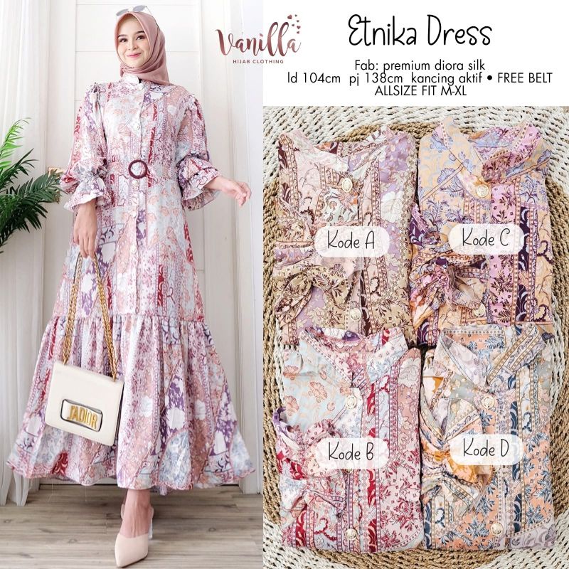 ETNIKA DRES/ MAXU MOTIF SILK PREMIUM ORI VANILLA