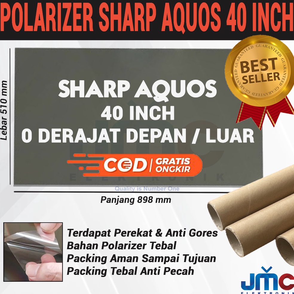 REKOMENDASI POLARIS LCD TV SHARP AQUOS 40 INCH 0 DERAJAT LAPISAN DEPAN POLARIZER POLARIZED SHARP 40"