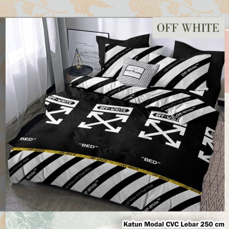 ✧CnN Sprei Katun Lokal Motif Off White By Star,Seprei anti geser/cutom ❆ (Ready Stock)