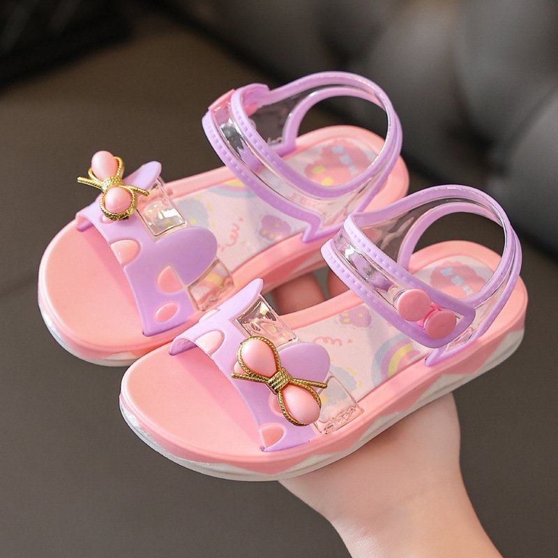 ❤Summer Little Girls Sandals 2022 New Flower Simple Cute Pink Purple Children Sandals Toddler Baby S