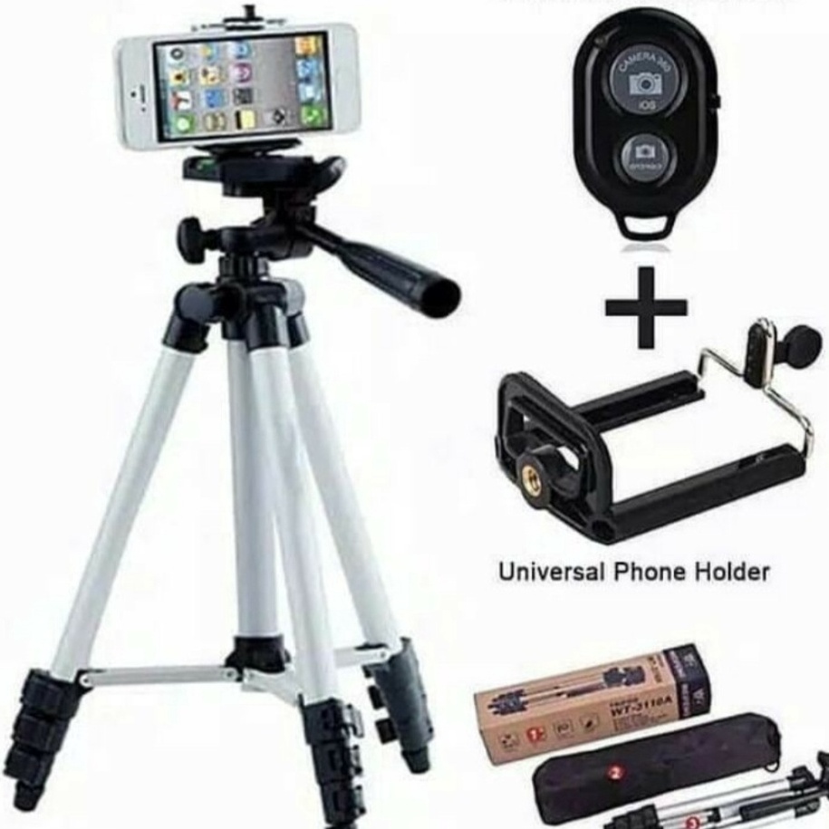 MR Tripod with Remote Bluetooth Hp Camera Dk 3888 universal dk3888 / Kaki 1 Meter + Remote Bluetooth