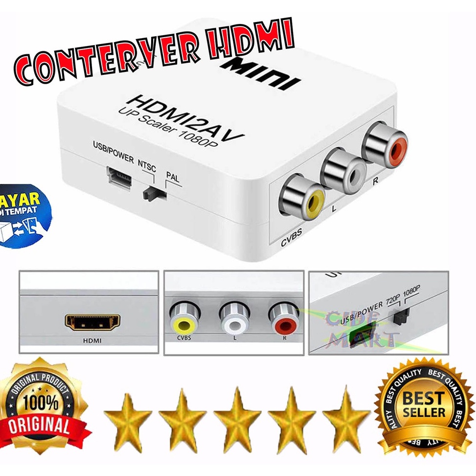 ー CI [BISA COD] HDMI TO AV / MINI BOX HDMI2AV / ANYCAST RCA CONVERTER ADAPTOR / HDMI2AV Jual_