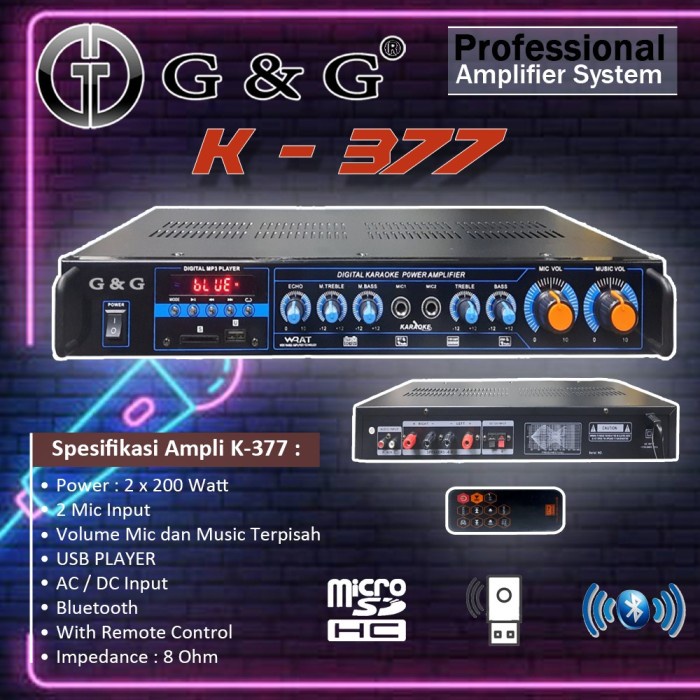 COD - POWER AMPLIFIER GNG K377 POWER : 2 X 200 WATT MUSIC TERPISAH USB